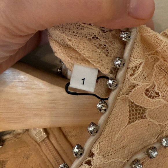Sandro Paris Utopie Crystal-Trimmed Corded Lace Top in Beige (size 1 - Small) - Picture 11 of 13